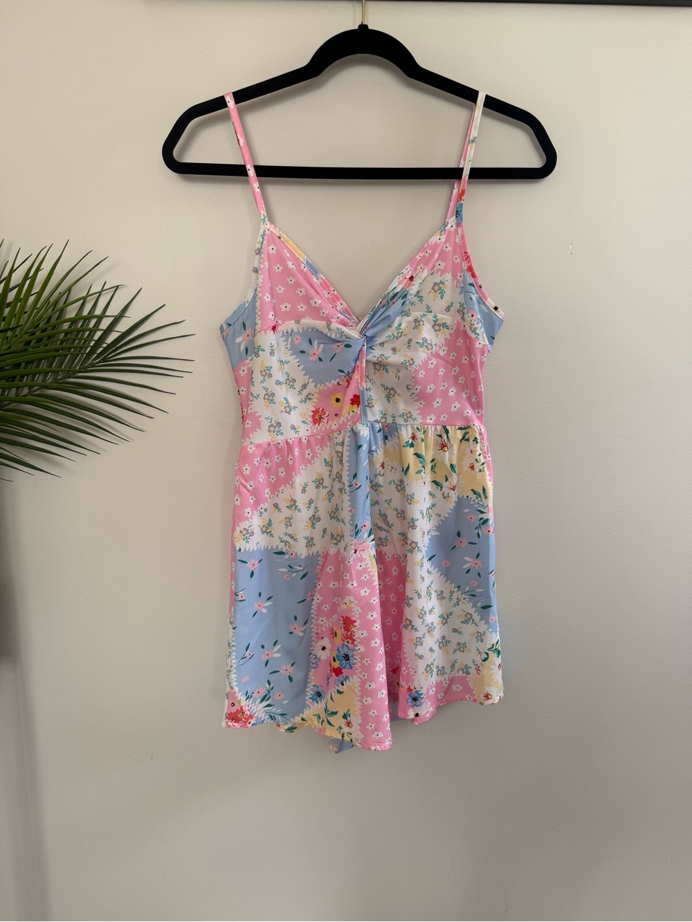 Cottagecore Pastel Floral Patchprint Romper (brand new never worn)
